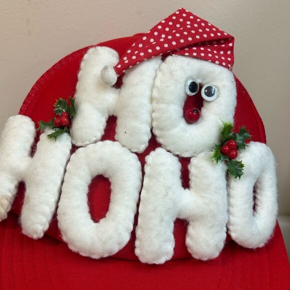 Festive Red 'Ho Ho Ho' Holiday Cap - Picture 2 of 4